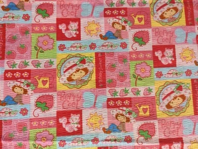 2004 Vtg Strawberry Shortcake cotton fabric 1 Yd Spectrix Seersucker Berry Cool - Image 1 of 4