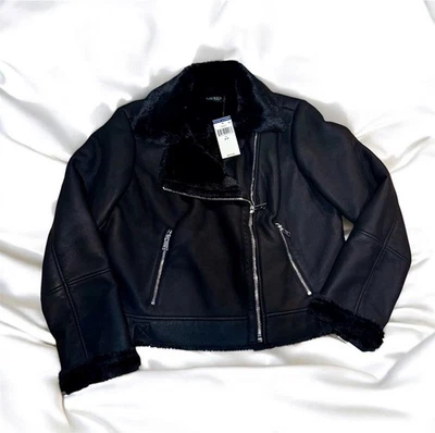 Chaqueta motera para mujer Lauren Ralph Lauren con cuero napa sintético. Foto 1 de 4