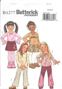 Uncut Butterick Sewing Pattern # B4277 Girls Top Skirt Pants Belt Size: 2-3-4-5 - Picture 1 of 2