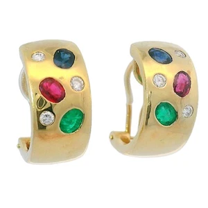 Halb-Creolen 585 Gelbgold mit Brillanten / Rubinen / Saphiren / Smaragden - Bild 1 von 6