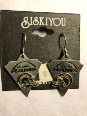 Vintage St. Louis Rams Pewter Earrings by Siskiyou Rare Hard To Find Brand New Cover
