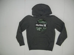 HURLEY Gray/Green Warm CAMO LOGO HOODIE Skate Surf Board Beach Hike Kid YOUTH L - Picture 1 of 6