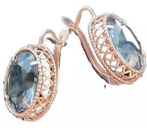 Sterling Silver 925 Alexandrite Earrings - Imagen 1 de 3