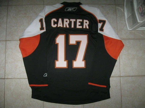#17 Jeff CARTER Philadelphia FLYERS Off. Lic. REEBOK ALT/3RD Jersey, Sz Men's L Cover