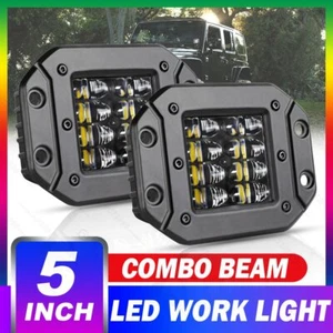 2X 5inch Flush Mount LED Work Light Bar Pods Spot Flood Off-Road For Jeep Bumper - Picture 1 of 13