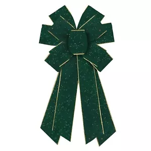Large Green Velvet Bows for Wreath Holiday Wreath Bow Glitter Green Craft Bow... - Picture 1 of 6