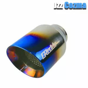 Universal 2.5'' ID 4'' OD Exhaust End Tip Muffler Burnt Blue Pipe Tip Slant - Picture 1 of 7