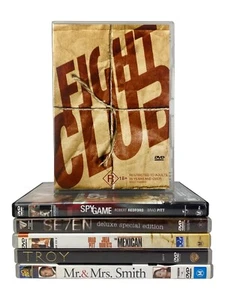 Brad Pitt Fight Club Seven The Mexican Troy Spy Game Mr&Mrs Smith DVD Bundle PAL - Picture 1 of 12