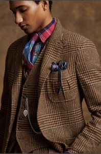 Polo Ralph Lauren RL67 Blazer Jacket Glen Plaid Gents Tweed Medium RRL 40 - Picture 1 of 16