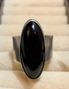 Vintage ovaler großer Onyx Ring Sterlingsilber 925 Größe 8 - Bild 1 von 10