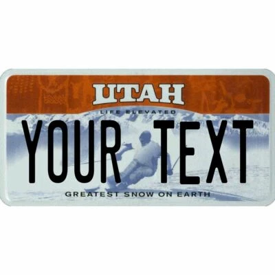 Utah Greatest Snow on Earth Ski Custom Personalized License Plate Text Name 2000