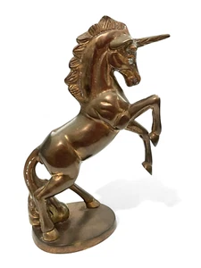 Gatco Vintage Solid Brass Unicorn - 7.5" Rearing Figurine - Retro Mythical Decor - Picture 1 of 14