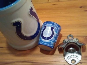 NFL COLTS TEAM BUNDLE STEIN SHOT GLASS WALL BOTTLE OPENER - Picture 1 of 5