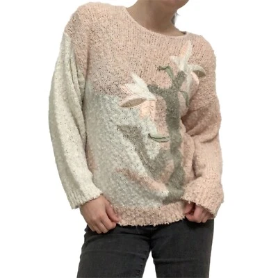 Vintage 80s Womens Small Oversized KOCAL Pastel Peach Coquette Sweater - Image 1 of 4