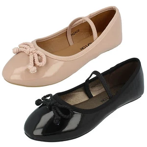 Girls H2R429 Synthetic Patent Bow Front Flat Dolly Shoes Pumps By Spot On £8.99 - Picture 1 of 19