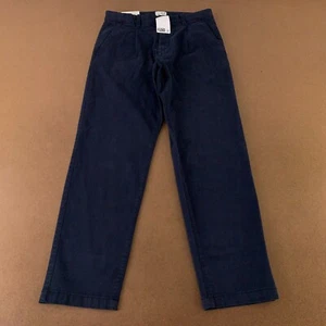 H&M Men's Size 28 Regular Fit Navy Blue Pleated Cropped Cotton Chino Pants NWT - Picture 1 of 10