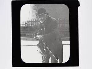 Violin Player Tunes Up By G W Wilson - Glass Lantern Slide - Picture 1 of 1