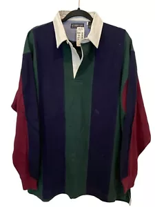 Camisa Polo Wynbrooke Vintage Para Hombre Grande Multi Rayas Nueva Con Etiquetas Preppy Grande Años 90 Rugby - Imagen 1 de 9