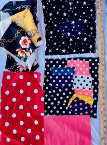 Fabric Scraps Pieces Fine Flowers Chains Stars Polka Dots Assorted For Crafts - Picture 1 of 11