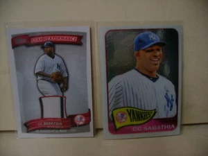 CC SABATHIA LOT 2014 TOPPS HERITAGE CHROME #330 SN 14/999 2010 TRIKOT MIT STREIFEN - Bild 1 von 1
