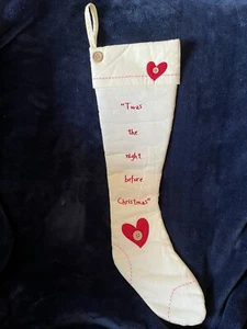 Twas The Night Before Christmas Stocking White, 22” hearts - Picture 1 of 2