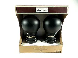 Allen + Roth Finials Black Ball Wood Large 2.5"D Decor 2-Pk #301384 NIB - Picture 1 of 8