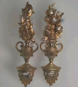 Vibtage Syroco Ornate Wall Hanging Vases Flowers Mid Centry 1970 MCM - Picture 1 of 23