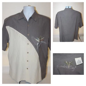 Bamboo Cay Mens Size M Modal Blend Embroidered Button Down Camp Shirt Hawaiian - Picture 1 of 8
