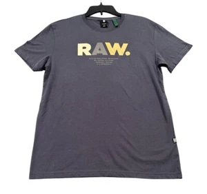 NEW G-Star RAW Organic Cotton SS Logo Graphic T-Shirt Blue Size Small S NWT - Picture 1 of 3