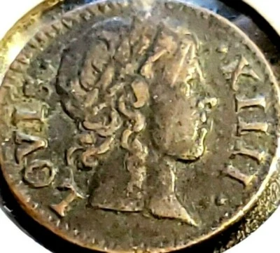 FRANCE coinage, Louis Xlll, Denier Tournois, 1649, VG++, Copper, Rare Coin - Image 1 of 4