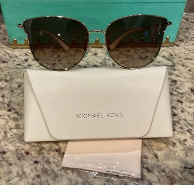 MICHAEL KORS Women Sunglasses MK1120 Embedded MK Frame Edge Gold/White MSRP $167 - Image 1 of 4