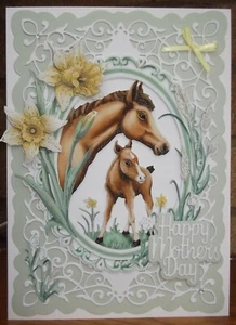 handmade luxury mothers day card animal mummy horse, her baby foal 2022 design - Picture 1 of 4