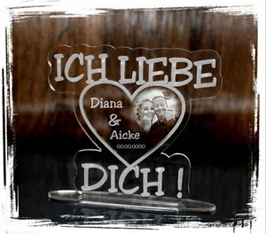 1 Aufsteller Ich lieb Dich  inkl. Wunschtextgravur + Foto  Gravur Valentinstag  - Bild 1 von 2
