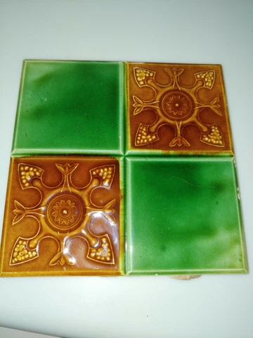 Stubbs & Hodgart Portland Tile Works Bursley Brown Green1900-1905 Art Nouveau 6" Cover