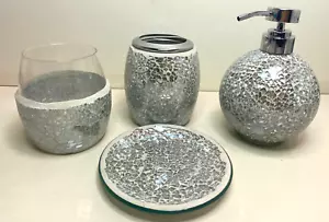 Mosaic Bathroom Accessories Set 4 Pc. Tumbler soap Dispenser Toothbrush holder - Picture 1 of 4