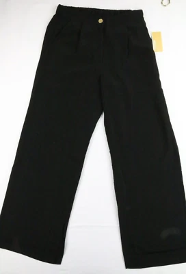 Michael Kors Women Size S Wide Leg Plead Black Crepe Split hem Elastic Waistband - Image 1 of 4