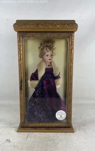 VTG Camellia Garden 16" Porcelain Doll w/ Swarovski Jewelry, Purple Dress, & Box - Picture 1 of 7