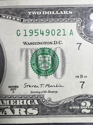 December 09, 1954 (G 19549021 A) BIRTHDAY Note $2 Two Dollar Bill *UNC* - Image 1 of 3