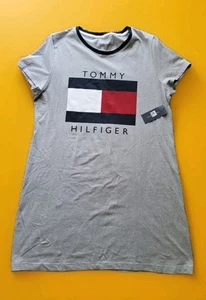 Tommy Hilfiger Womens Gray Short Sleeve Logo T Shirt Dress Size XL NWT - Picture 1 of 7