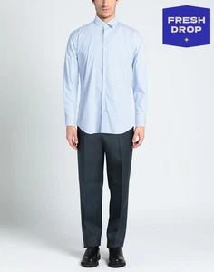 RRP€180 AQUASCUTUM Quegan Shirt Size 44 17 1/2 XL Striped Logo Blue Long Sleeves - Picture 1 of 5