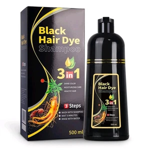 Schwarzes Haarfärbe Shampoo 3-in-1 Black Hair Dye gegen graue Haare, 500ml - Bild 1 von 9