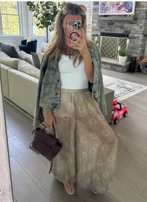 ZARA NEW WOMAN MID-RISE BALLOON SEMI-SHEER ZW FLORAL TROUSERS SIZE XS 3285/007 - Image 1 of 4