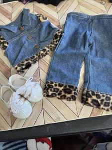 18” Doll Jeans With Leopard Print And Matching Top Tennis Shoes - Picture 1 of 8
