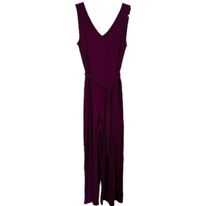 Gap NWT Women's Sleeveless V Neck Plum Wide Leg Jump Suit Sz L - Picture 1 of 7