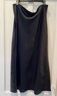 ASOS Design Black Bias Cut Satin Skirt Design Sz 14 Long Skirt Elastic Waist - Image 1 of 4