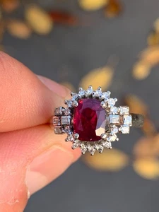 18kt Gold Diamant Rubin Cluster Ring 3,3 Gramm - Bild 1 von 8