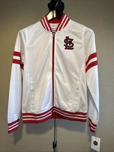 4Her by Carl Banks St. Louis Cardinals Women's Sz M White Pre-Game Full-Zip - Picture 1 of 4