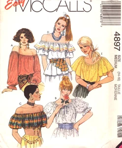 McCall's 4897 ~ Misses' Tops/Blouses-Peasant Top 2 Lengths-Sleeves Vary  14-16 - Picture 1 of 5
