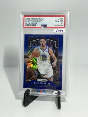 2019 Panini Prizm Klay Thompson /199 Blue Prizm PSA 10 GEM Mint Warriors NBA - Image 1 of 4