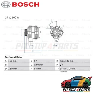 Bosch 0986083210 Alternatore 180 mm Adatto a Fiat Croma 2005-2007 51854901 - Foto 1 di 5